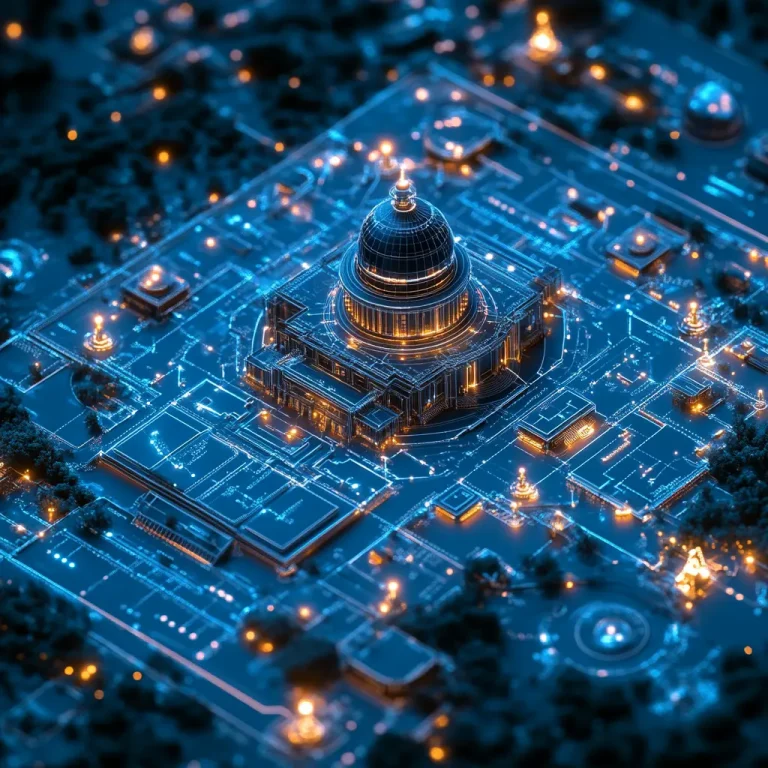 Maqueta digital de la seguridad física de un edificio gubernamental