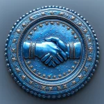 Medalla de compromiso con manos estrechadas