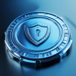 Medalla de seguridad en los servicios con escudo y candado