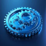 Medalla de trabajo en equipo con engranajes entrelazados