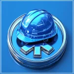 Casco de seguridad sobre un emblema representando seguridad y salud en el trabajo