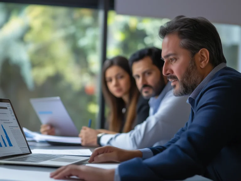 Equipo de profesionales en reunión para la evaluación de confiabilidad de personal crítico